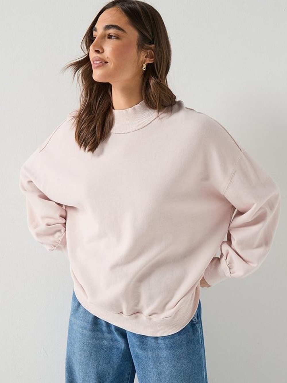 Free People We the Free Relaxed Pale Blush pink Turtleneck Sweater oversized